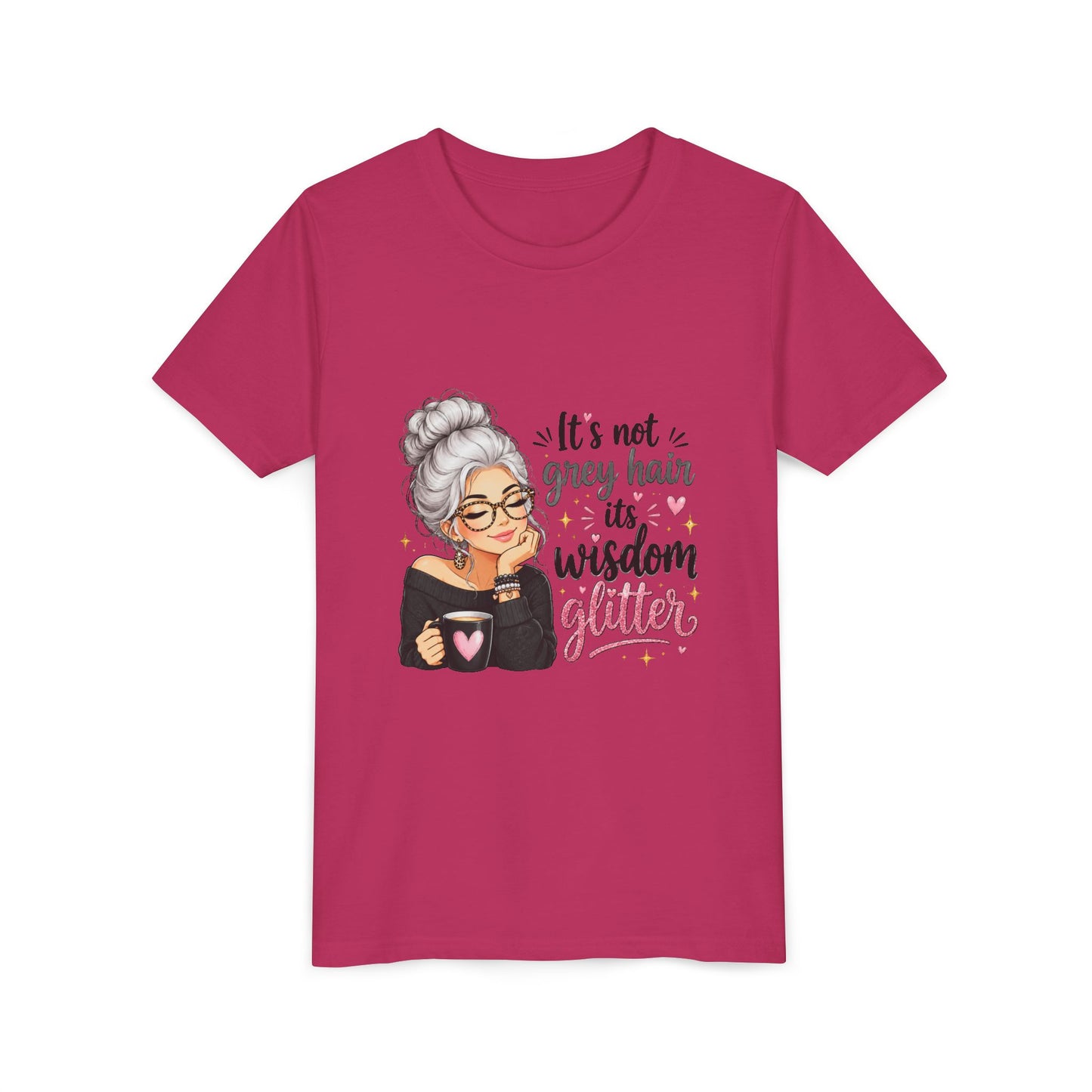 Youth Tee — "It’s Not Grey Hair, It’s Wisdom & Glitter" Graphic Tee