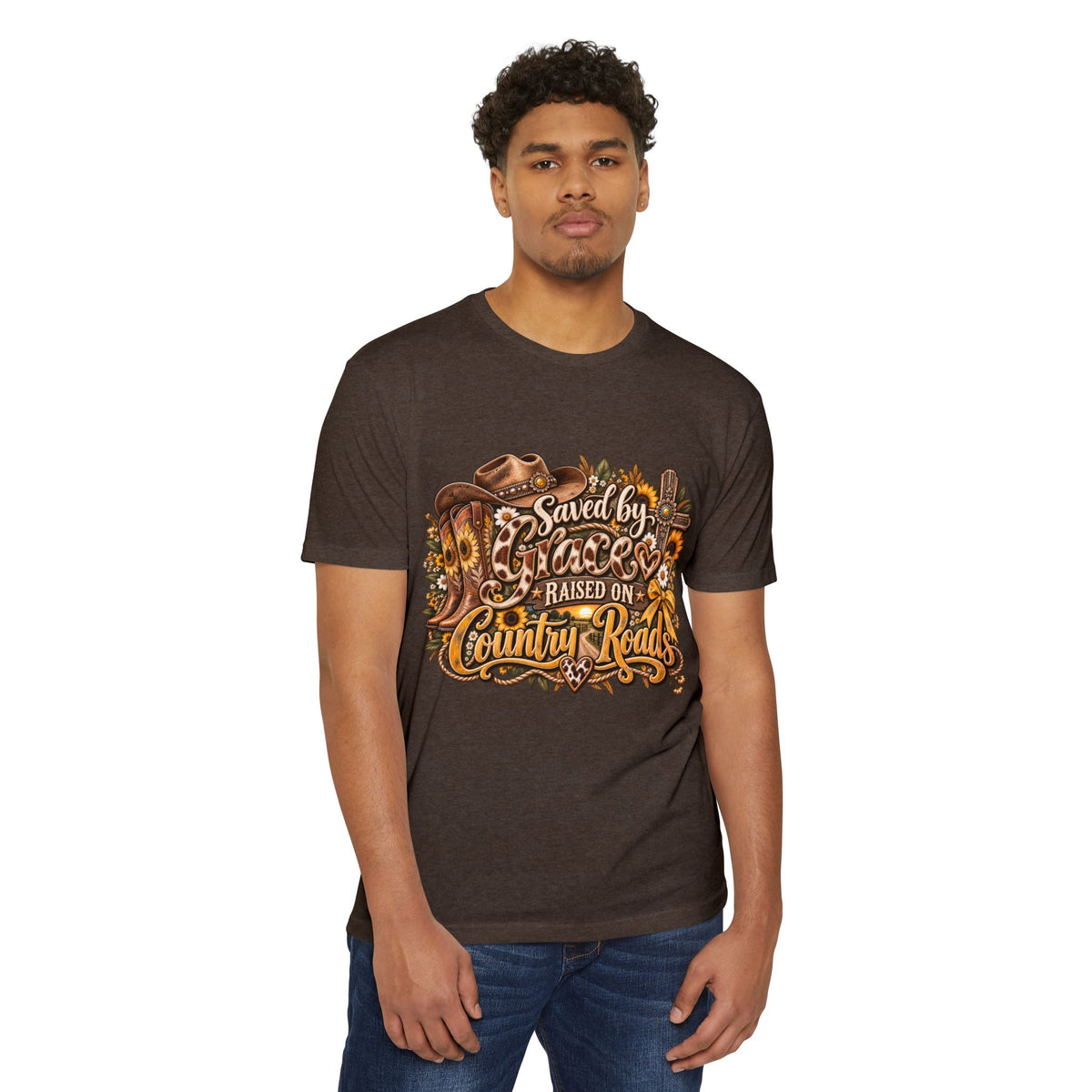 Saved by Grace Raised on Country Roads T-Shirt