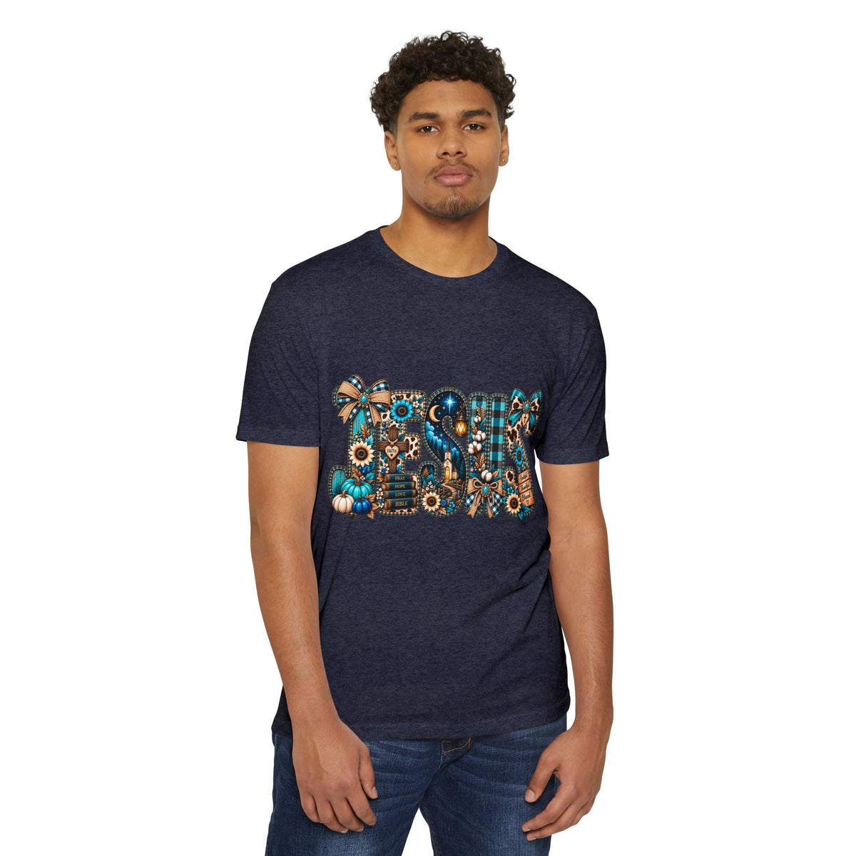 Fall Mom T‑Shirt — Rustic Sunflower & Plaid 'MOM' Graphic