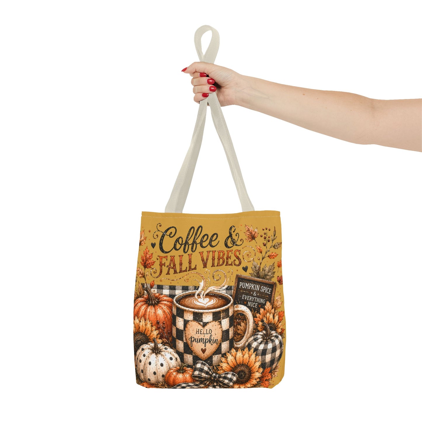 Fall Vibes Coffee Tote Bag — Autumn Pumpkin Sunflower Market Tote