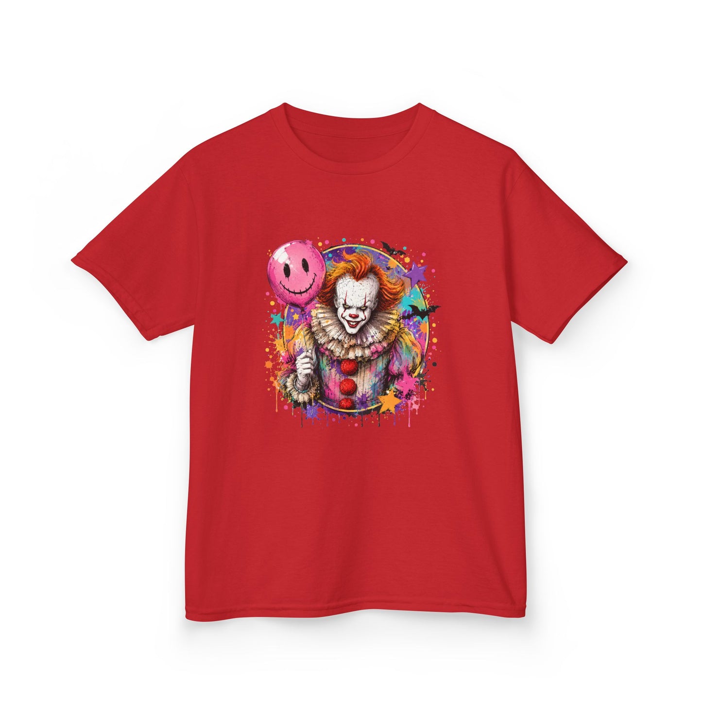 Kids Clown Horror T-Shirt — Colorful Scary Clown with Balloon Halloween Tee