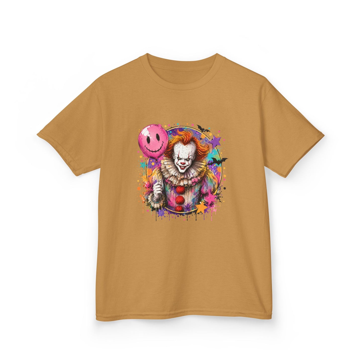 Kids Clown Horror T-Shirt — Colorful Scary Clown with Balloon Halloween Tee
