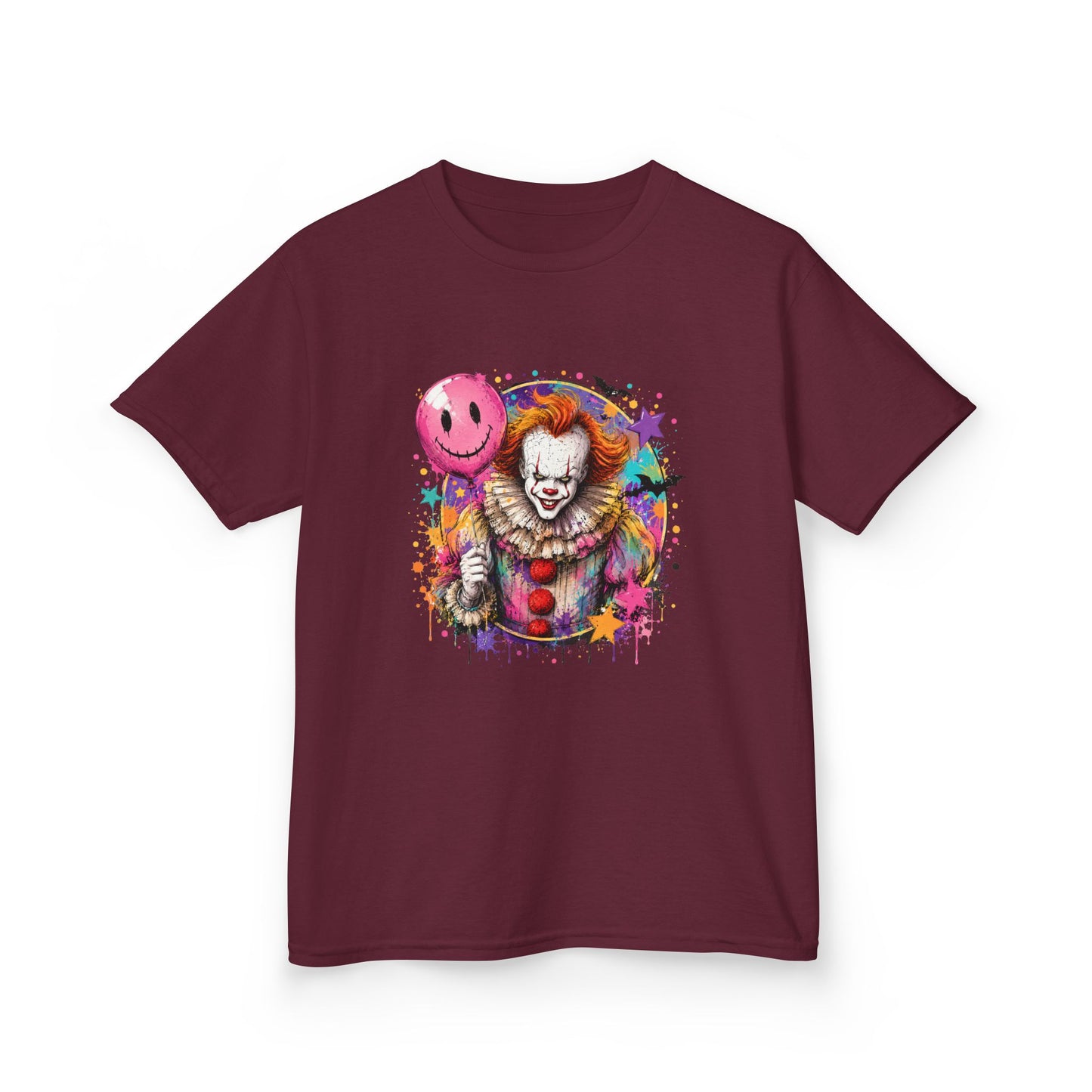 Kids Clown Horror T-Shirt — Colorful Scary Clown with Balloon Halloween Tee