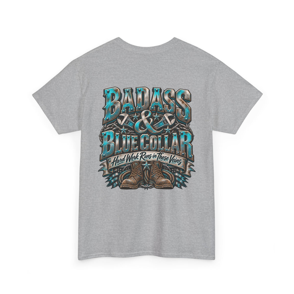 Badass Blue Collar Tee — 'Badass & Blue Collar' Workwear Graphic T‑Shirt