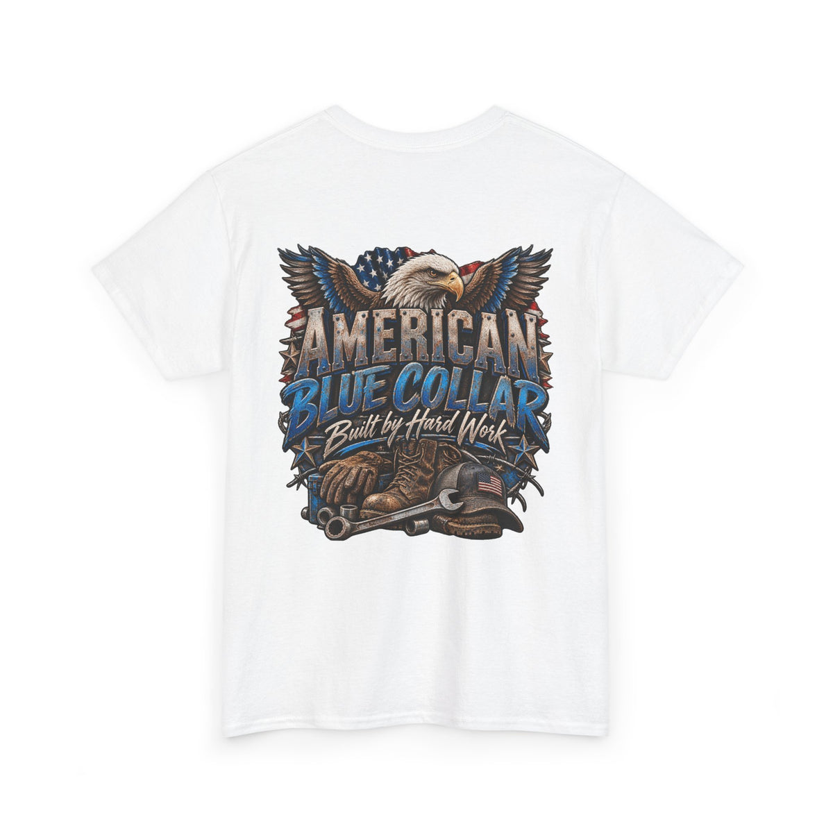 Blue Collar T-Shirt — "Blue Collar Made" & "American Blue Collar" Patriotic Workwear Tee