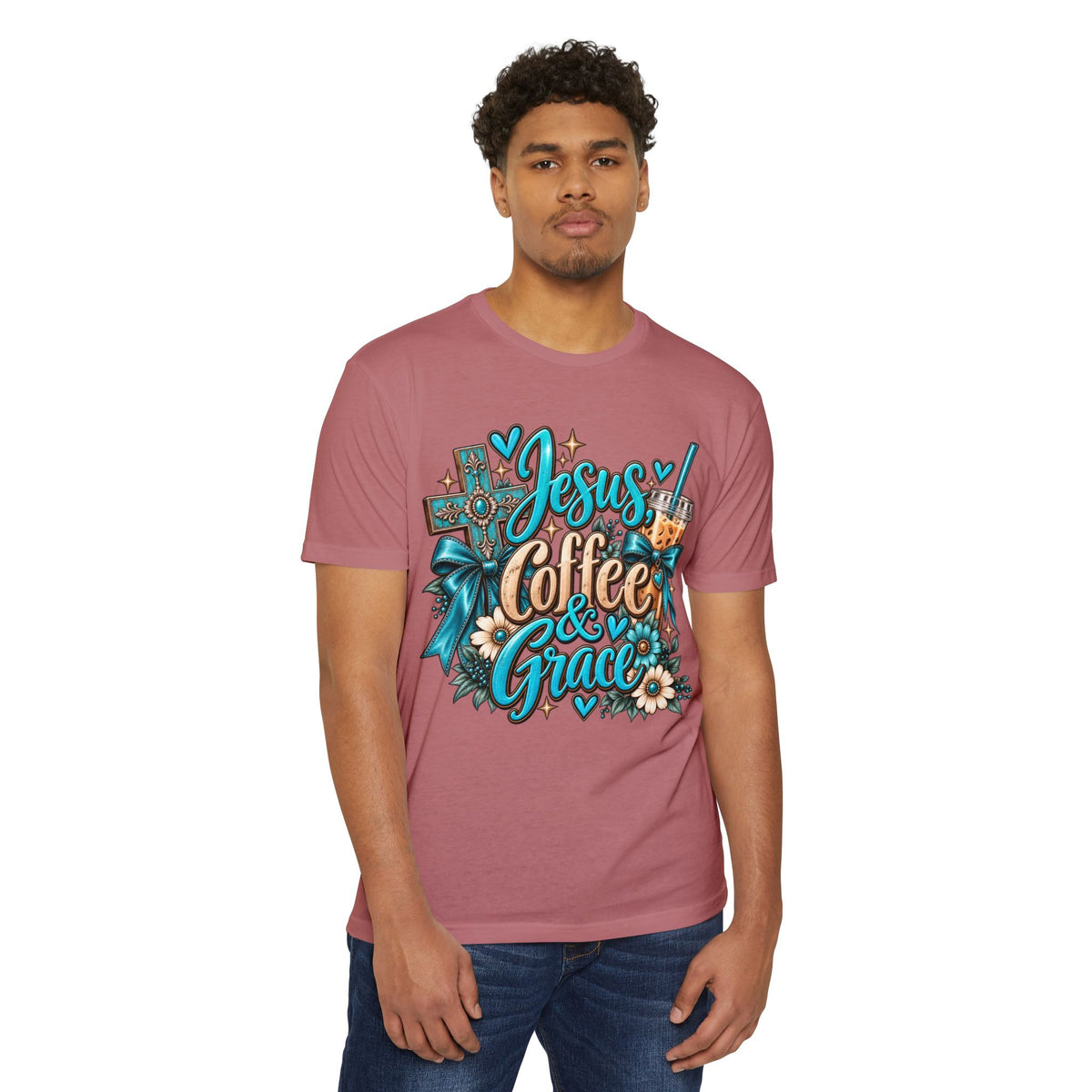 Jesus, Coffee & Grace T-Shirt — Christian Faith Coffee Tee