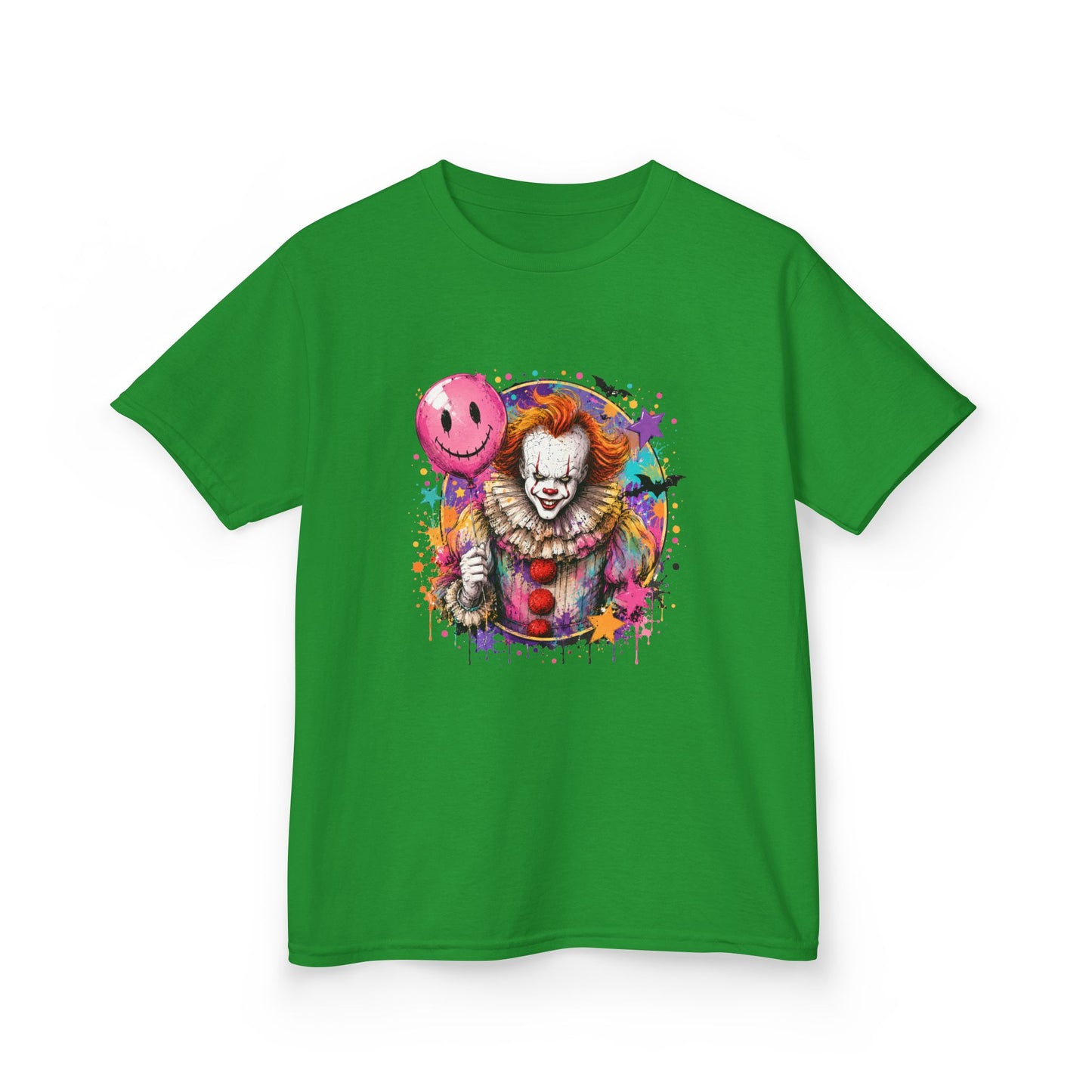 Kids Clown Horror T-Shirt — Colorful Scary Clown with Balloon Halloween Tee