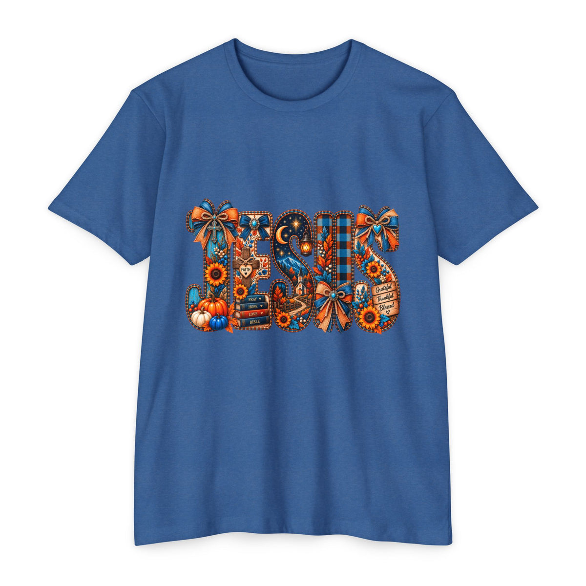 Autumn Blessings T-Shirt — Fall Plaid Pumpkins & Sunflowers Graphic