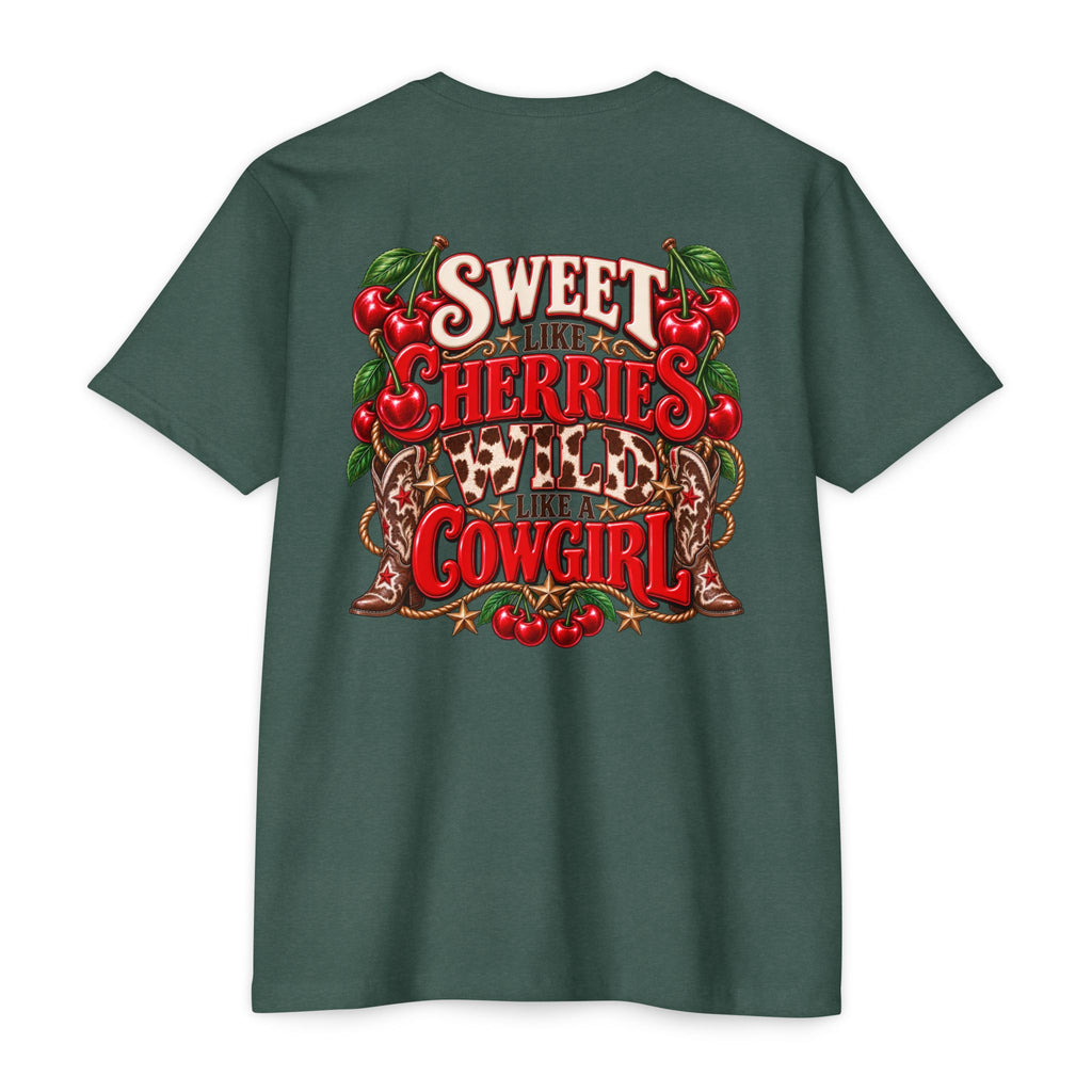 Cherry Picked Cowgirl T-Shirt — "Sweet Cherries Wild Cowgirl" Graphic Tee