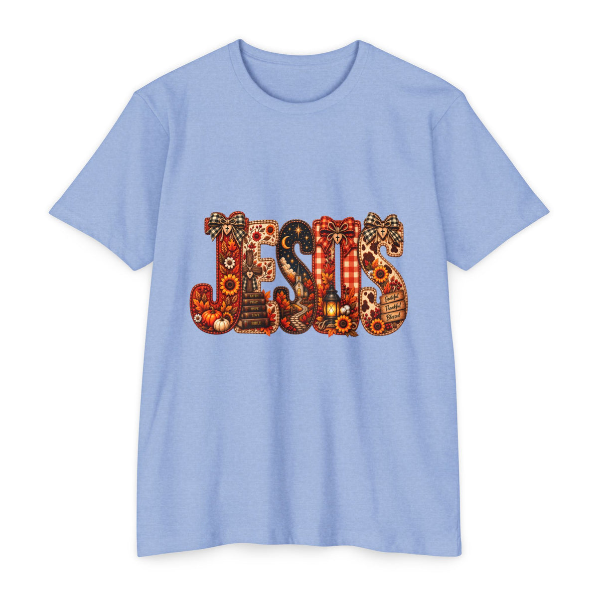 Jesus Floral Pattern T-Shirt — Vintage Boho Christian Tee