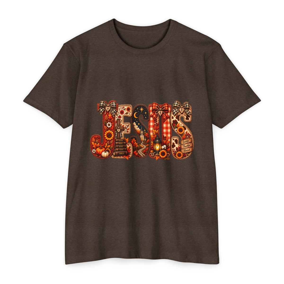 Jesus Floral Pattern T-Shirt — Vintage Boho Christian Tee