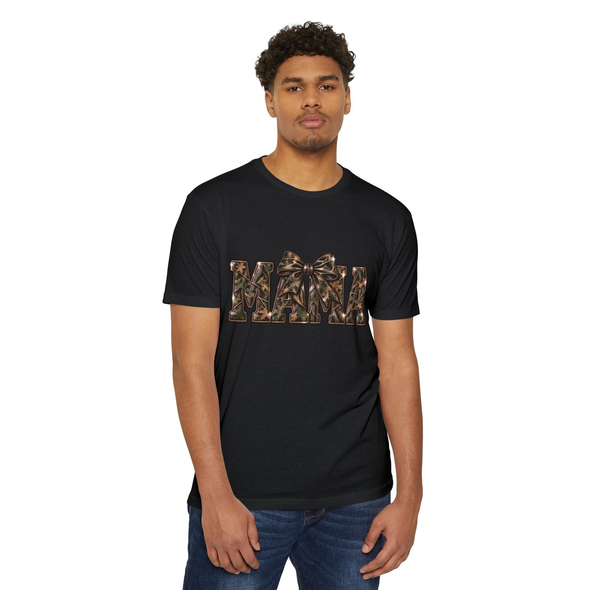 Mama Leopard Print Bow T-Shirt — Women's Mom Gift, Cute Animal Print Mother's Day Tee
