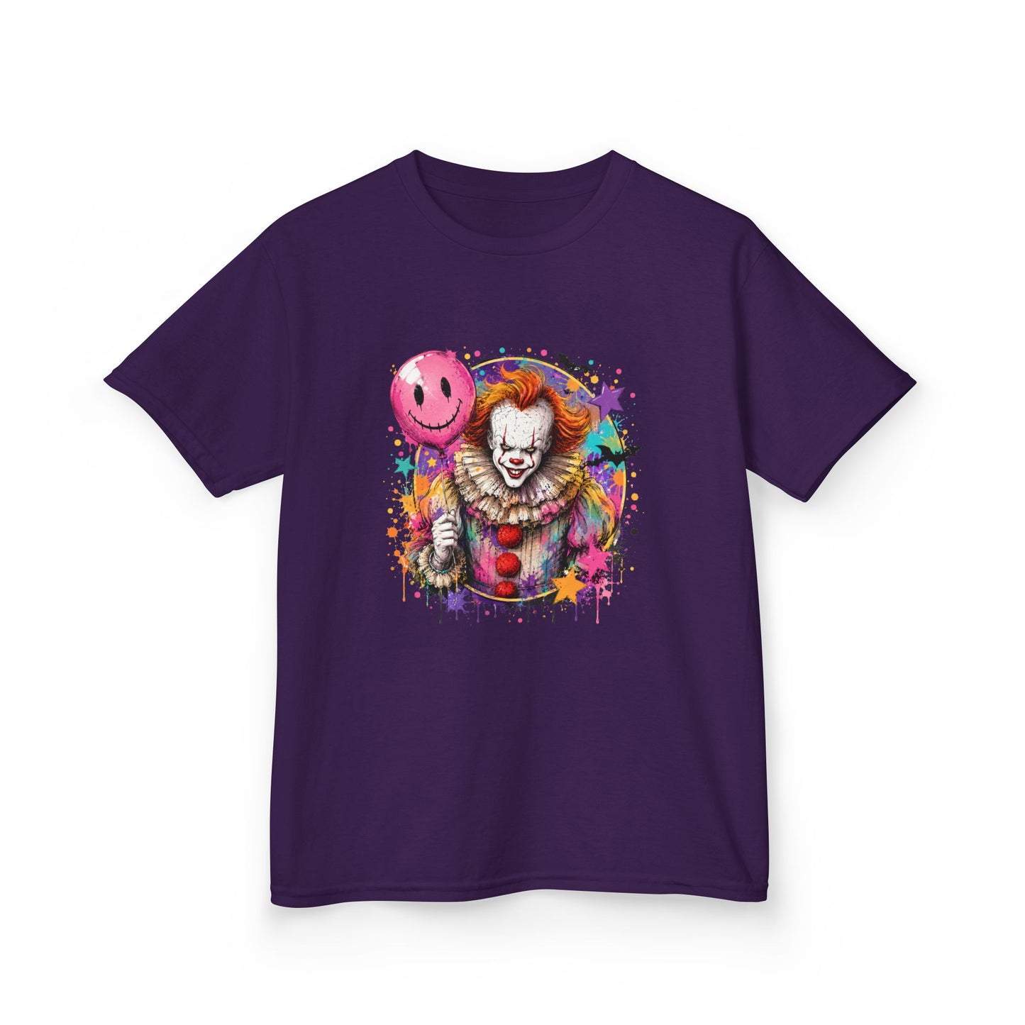 Kids Clown Horror T-Shirt — Colorful Scary Clown with Balloon Halloween Tee