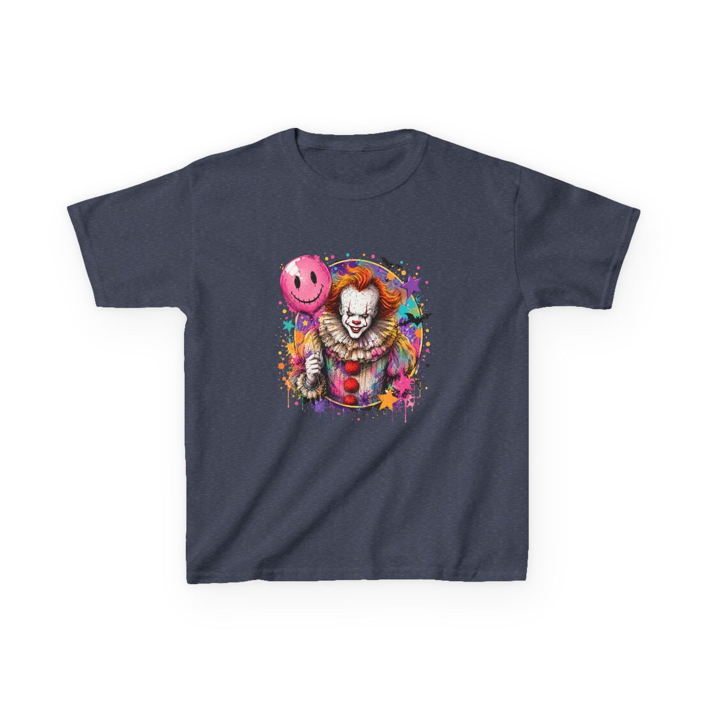 Kids Clown Horror T-Shirt — Colorful Scary Clown with Balloon Halloween Tee