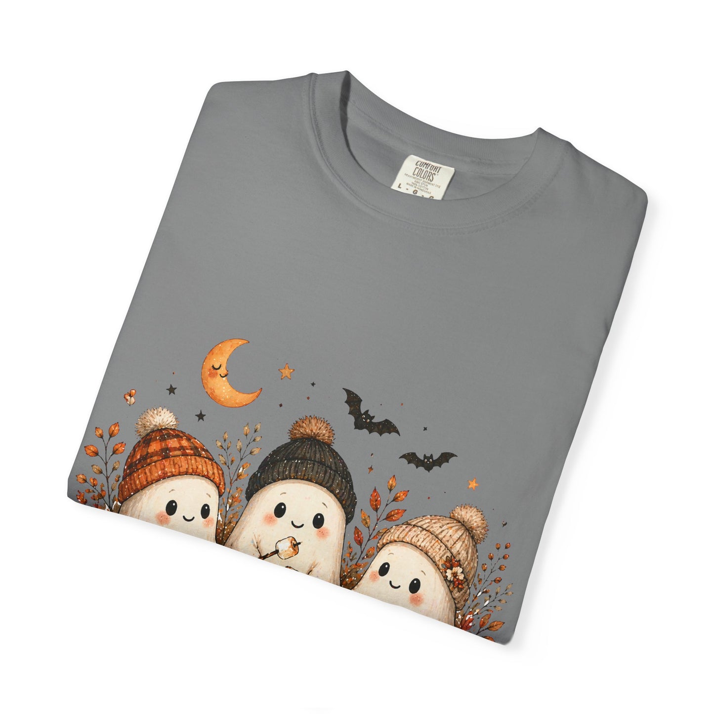 Halloween Ghost Trio Campfire T-Shirt — Cute Spooky Pumpkin Tee