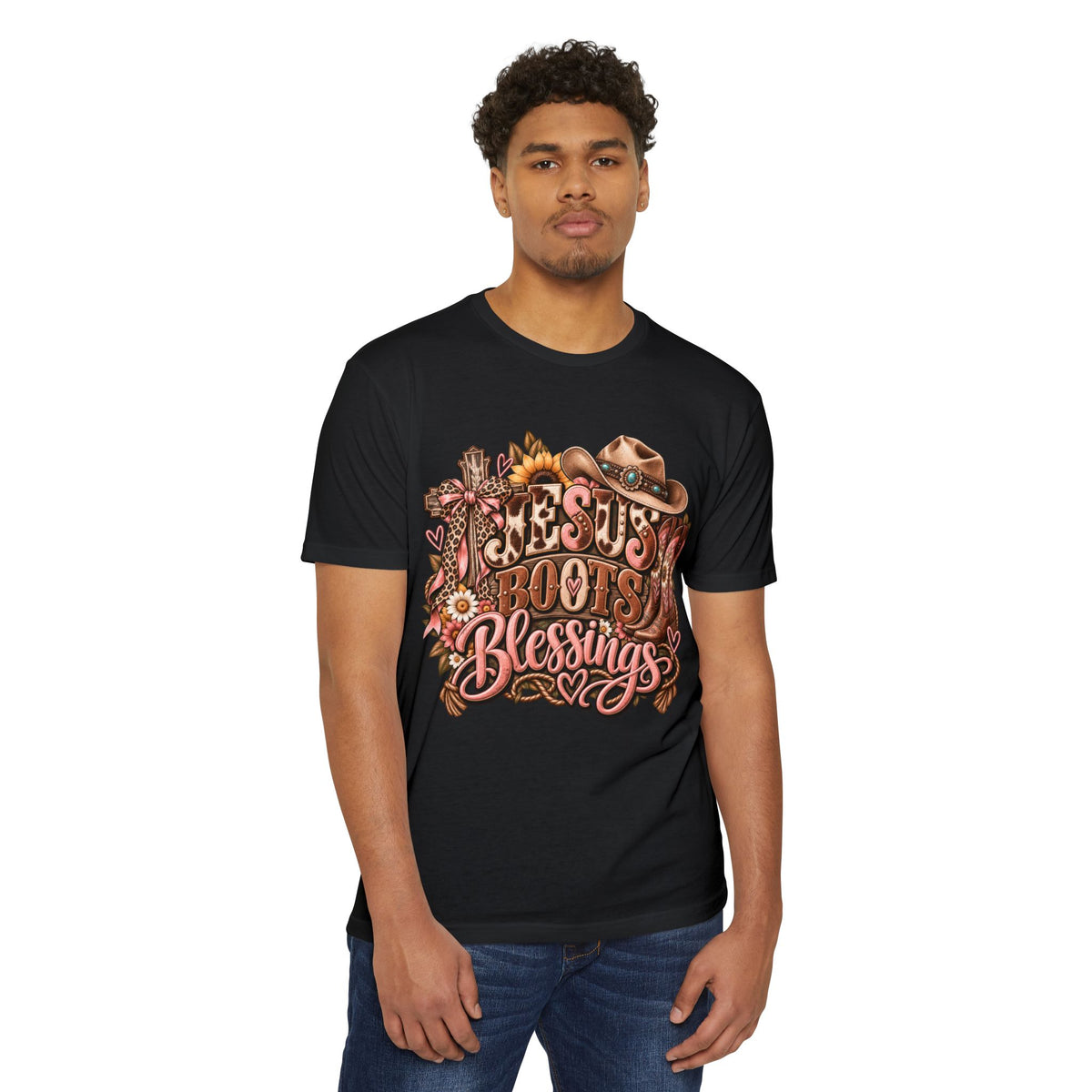 Jesus Boots & Blessings T-Shirt — Western Faith Cowboy Graphic Tee