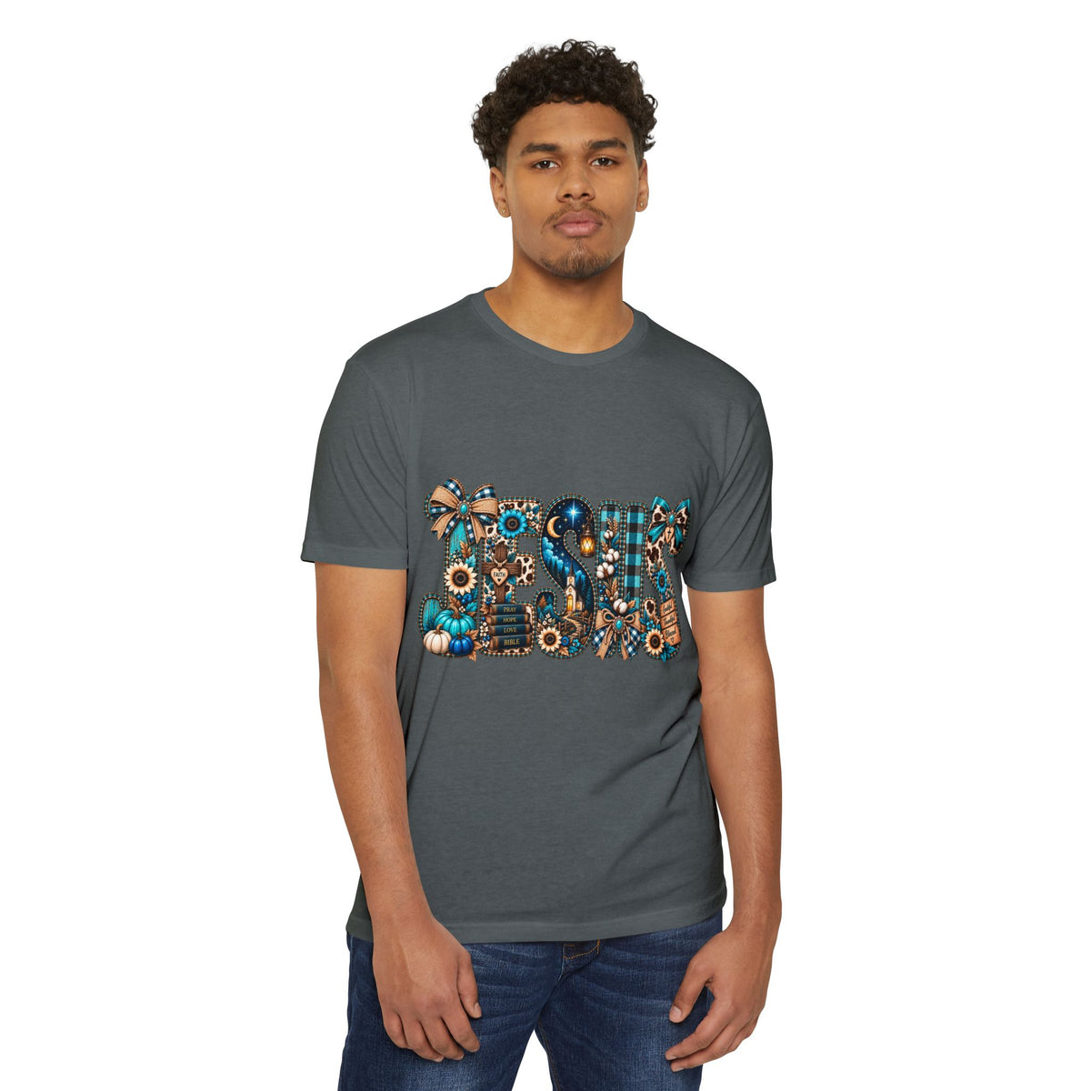 Fall Mom T‑Shirt — Rustic Sunflower & Plaid 'MOM' Graphic