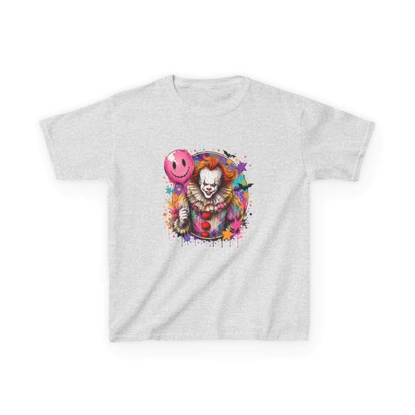 Kids Clown Horror T-Shirt — Colorful Scary Clown with Balloon Halloween Tee