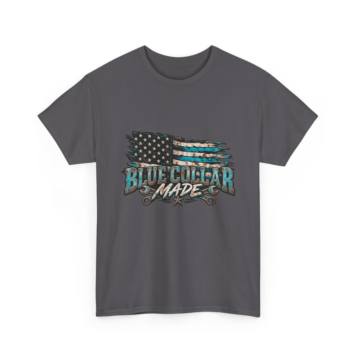 Blue Collar T-Shirt — "Blue Collar Made" & "American Blue Collar" Patriotic Workwear Tee