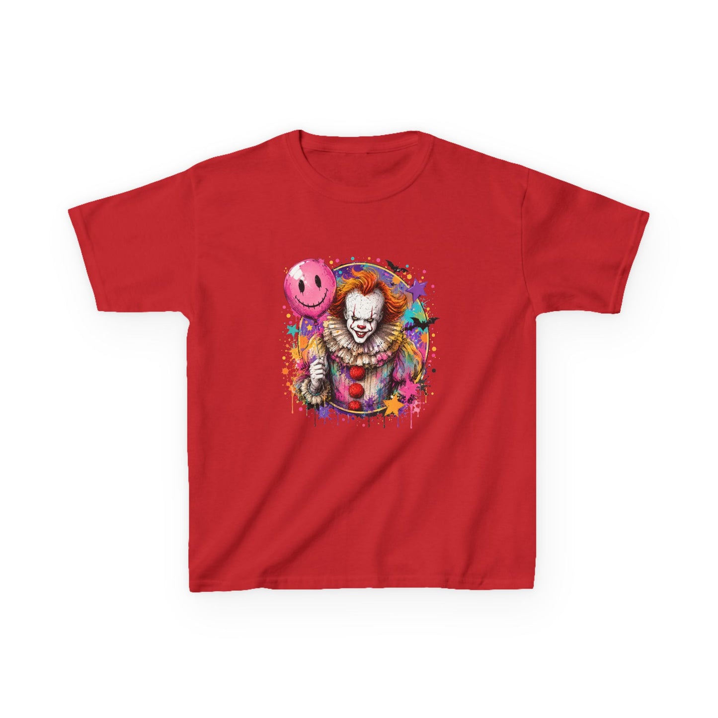 Kids Clown Horror T-Shirt — Colorful Scary Clown with Balloon Halloween Tee
