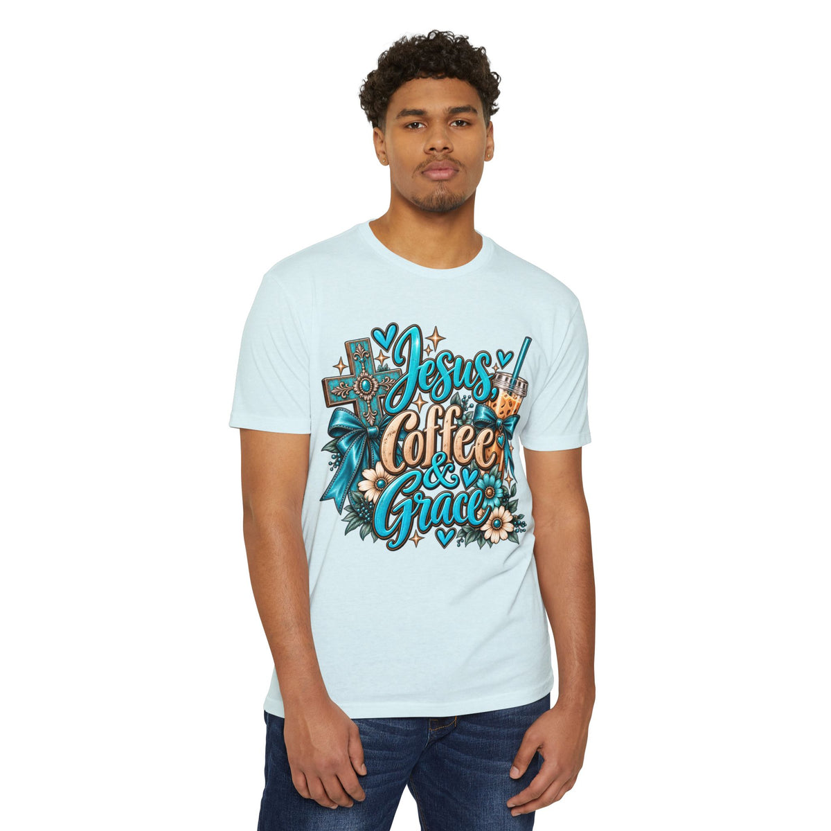 Jesus, Coffee & Grace T-Shirt — Christian Faith Coffee Tee