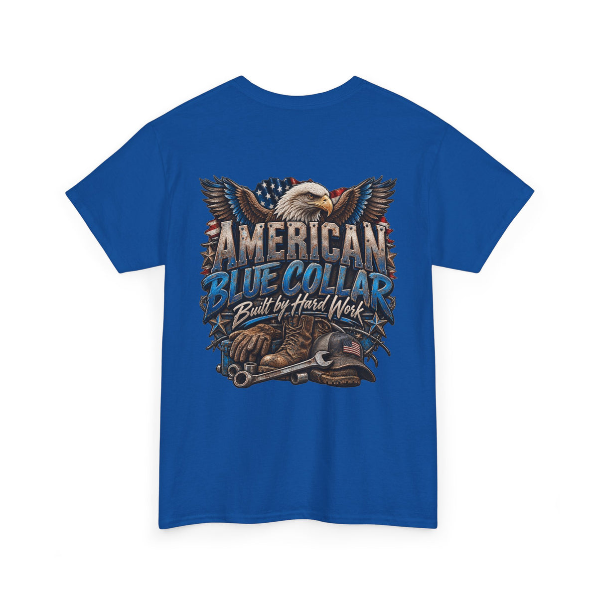 Blue Collar T-Shirt — "Blue Collar Made" & "American Blue Collar" Patriotic Workwear Tee