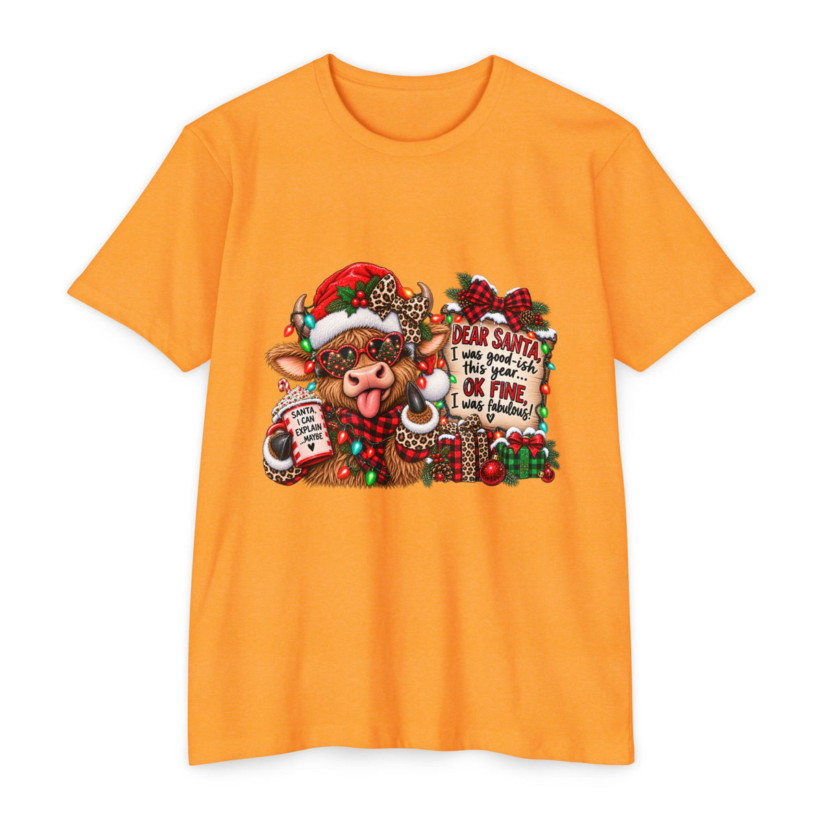 Christmas Cow T-Shirt — "Dear Santa I Was Good(ish)" Funny Holiday Tee