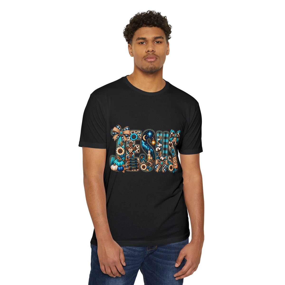 Fall Mom T‑Shirt — Rustic Sunflower & Plaid 'MOM' Graphic