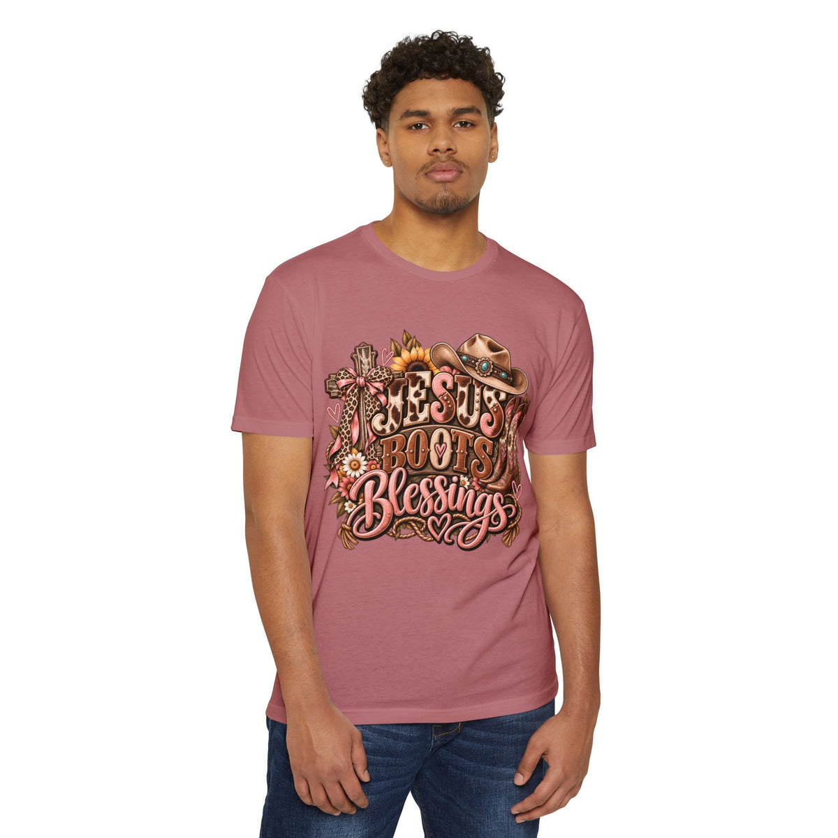 Jesus Boots & Blessings T-Shirt — Western Faith Cowboy Graphic Tee