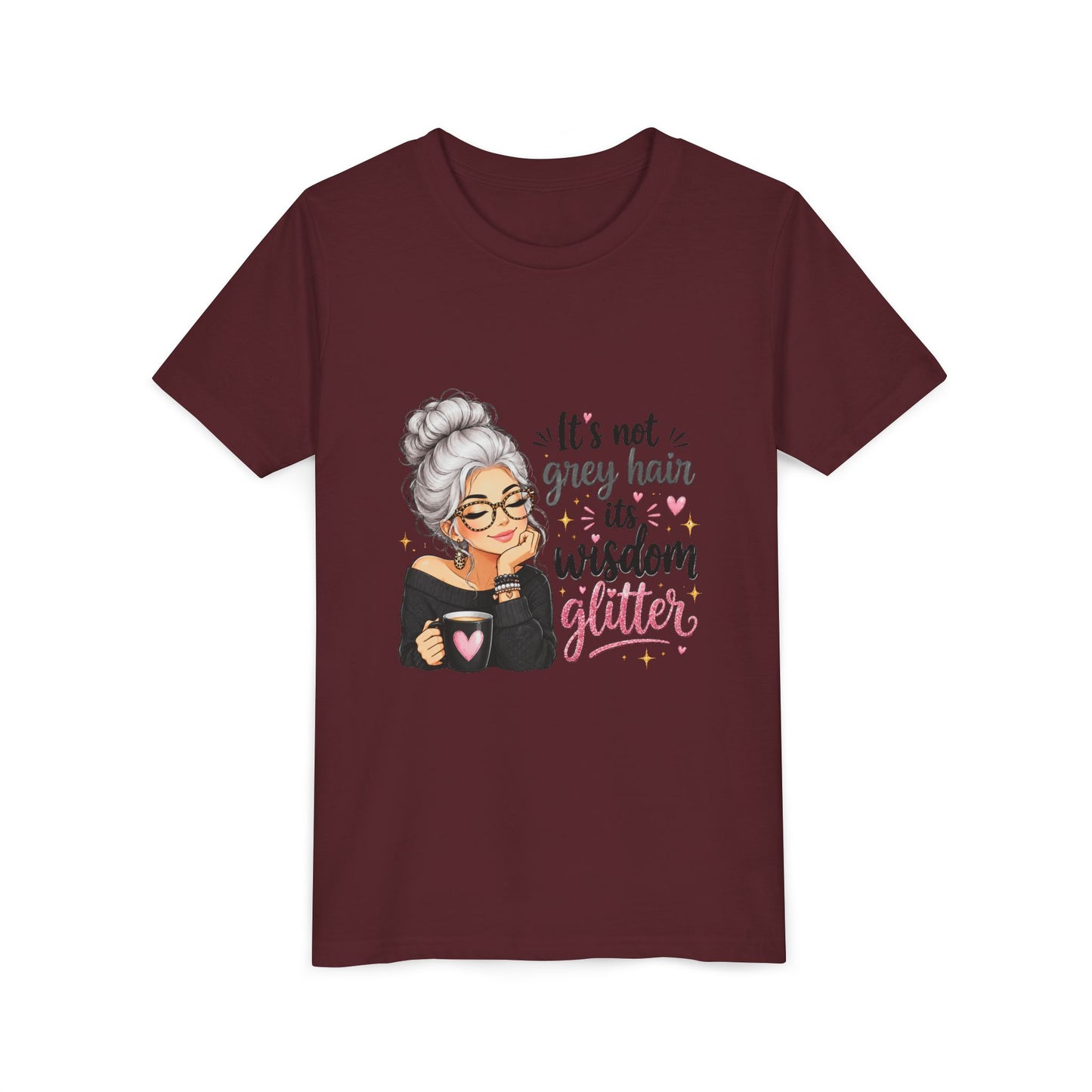 Youth Tee — "It’s Not Grey Hair, It’s Wisdom & Glitter" Graphic Tee