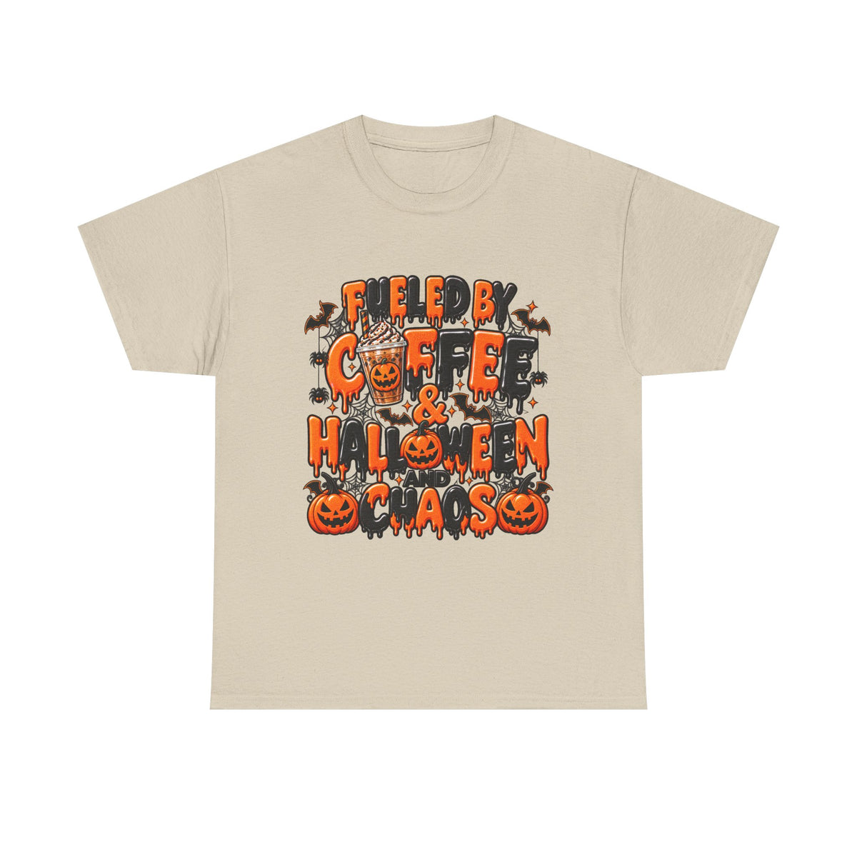 Halloween Coffee Tee — "Free Coffee & Halloween Gas" Spooky Pumpkin Shirt
