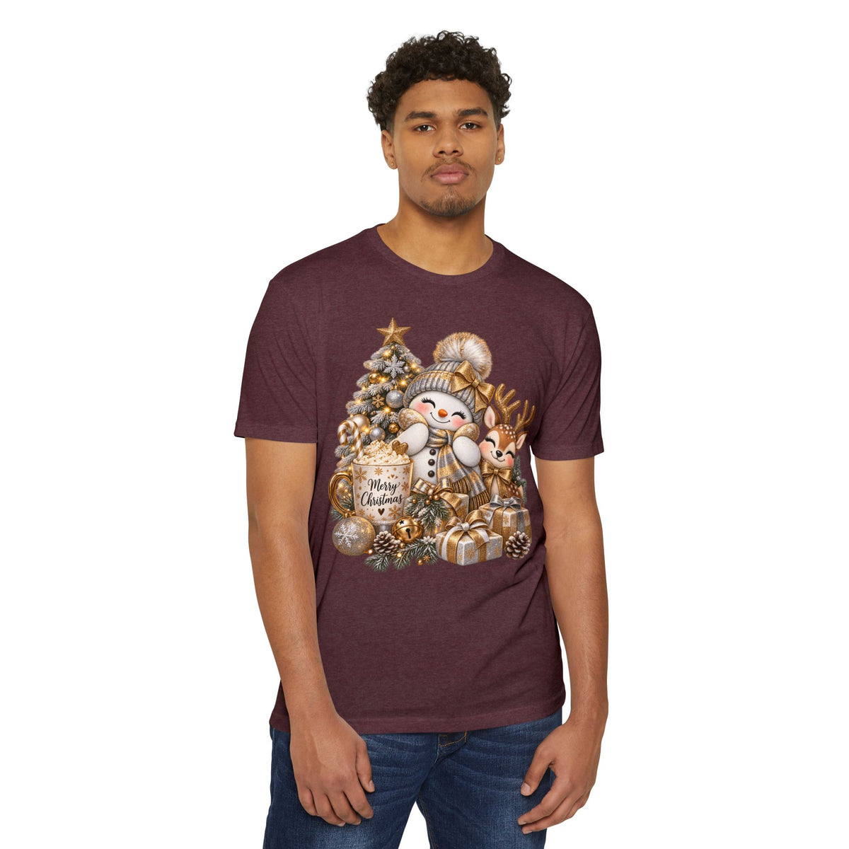 Christmas Snowman & Reindeer Tee — Merry Christmas Holiday T-Shirt