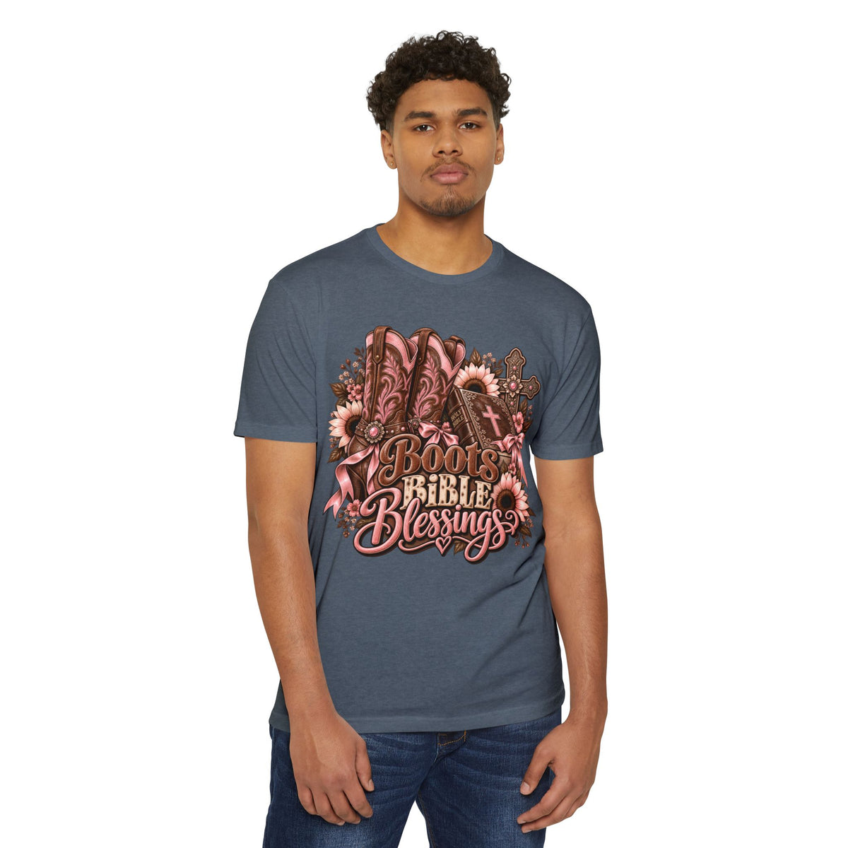 Boots Bible Blessings T-Shirt - Western Christian Faith Graphic Tee