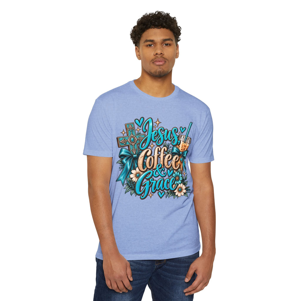 Jesus, Coffee & Grace T-Shirt — Christian Faith Coffee Tee