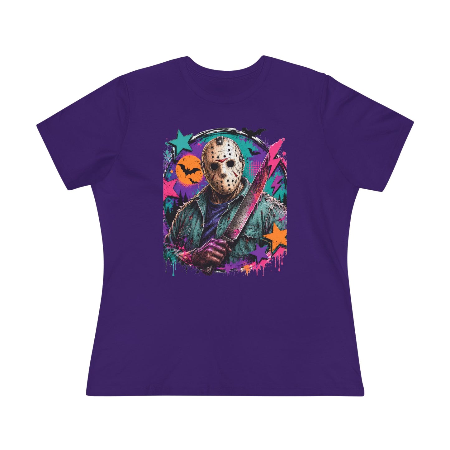 Horror Retro Jason Tee — Neon Slasher Halloween Women’s T-Shirt