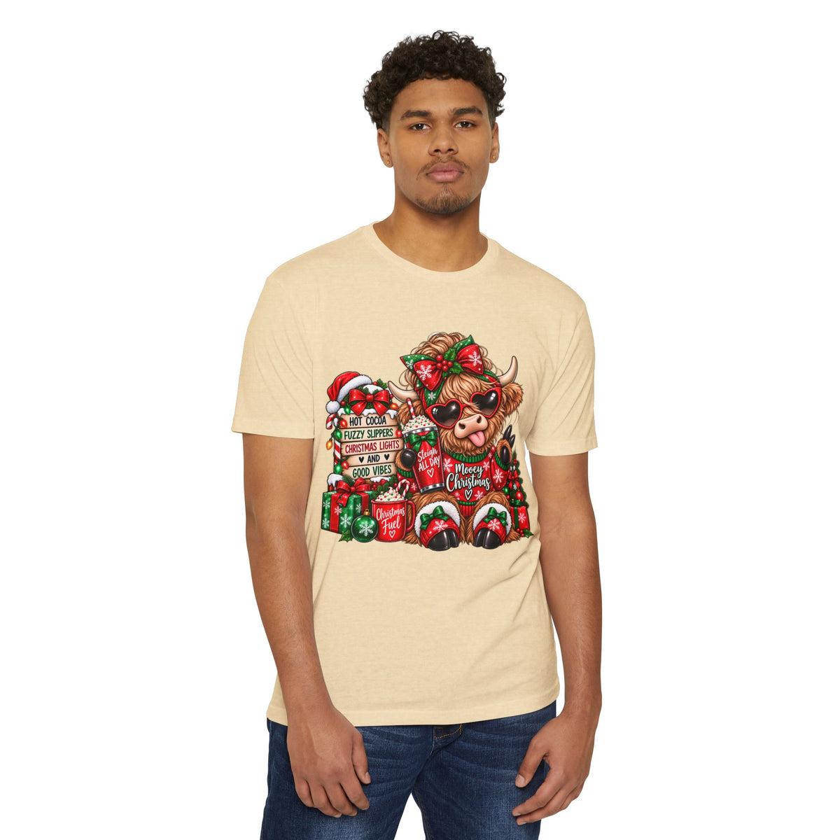 Highland Cow Christmas T-Shirt — Cute Festive 'Merry Christmas' Graphic Tee