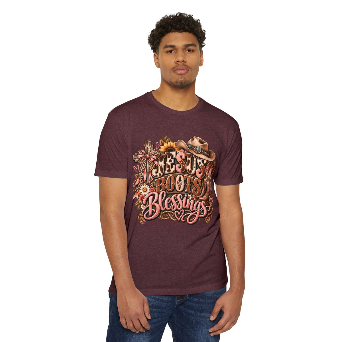 Jesus Boots & Blessings T-Shirt — Western Faith Cowboy Graphic Tee