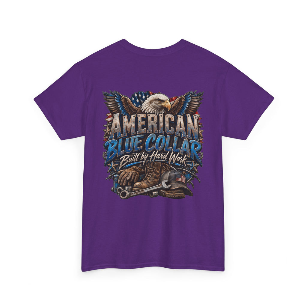 Blue Collar T-Shirt — "Blue Collar Made" & "American Blue Collar" Patriotic Workwear Tee