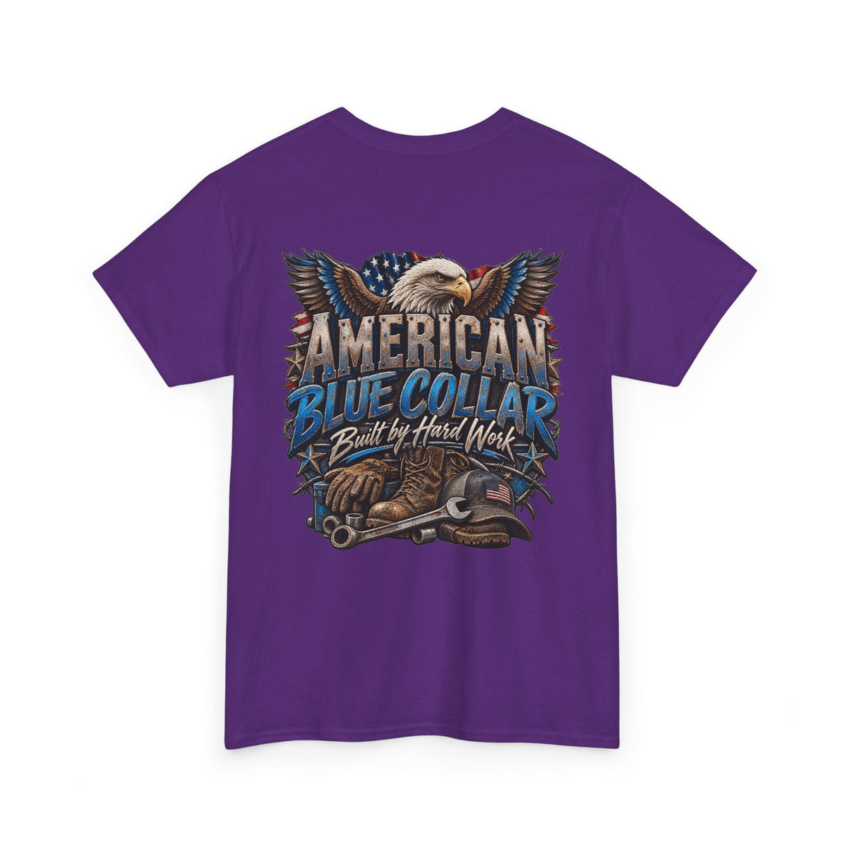Blue Collar T-Shirt — "Blue Collar Made" & "American Blue Collar" Patriotic Workwear Tee
