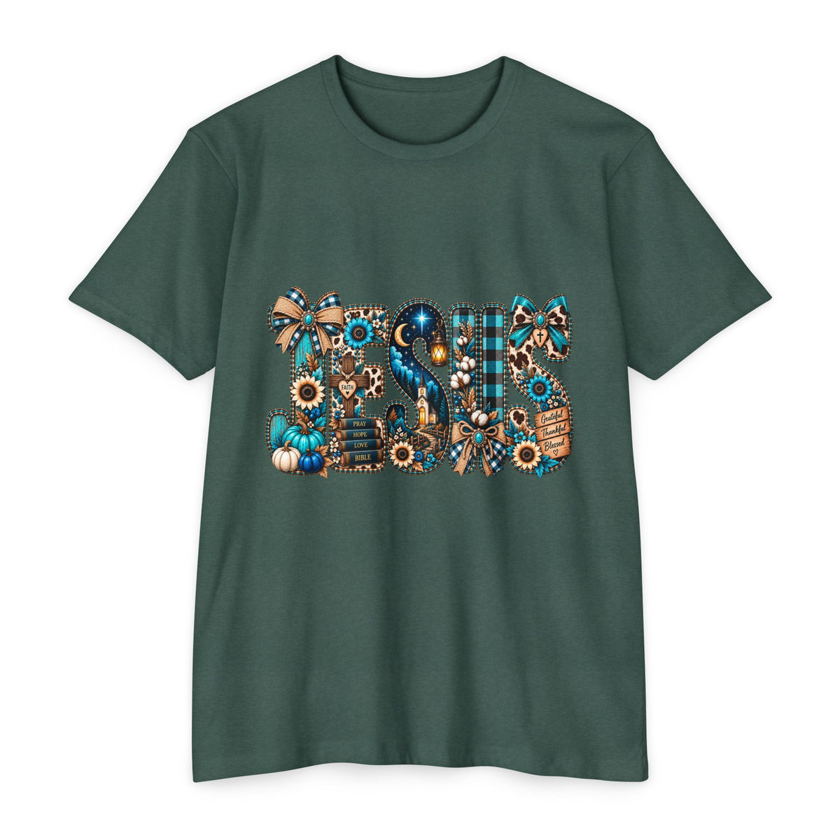 Fall Mom T‑Shirt — Rustic Sunflower & Plaid 'MOM' Graphic