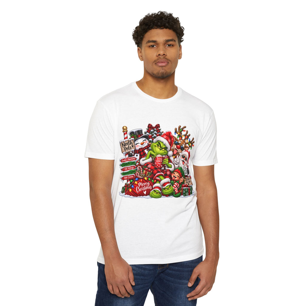 Christmas Grinch Holiday T-Shirt — Festive Santa & Candy Cane Graphic