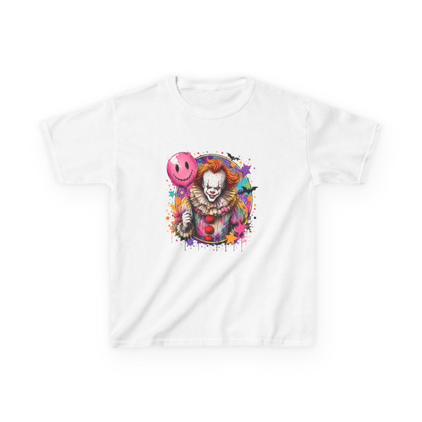Kids Clown Horror T-Shirt — Colorful Scary Clown with Balloon Halloween Tee