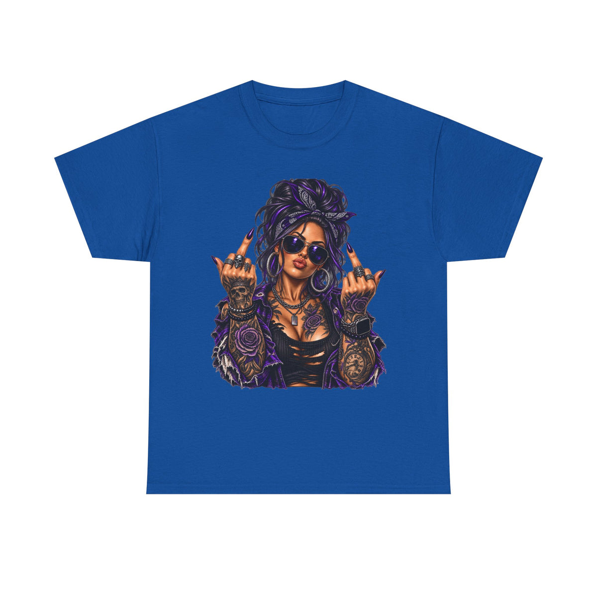 Edgy Femme Rebel Tee — Tattooed Woman Graphic T-Shirt