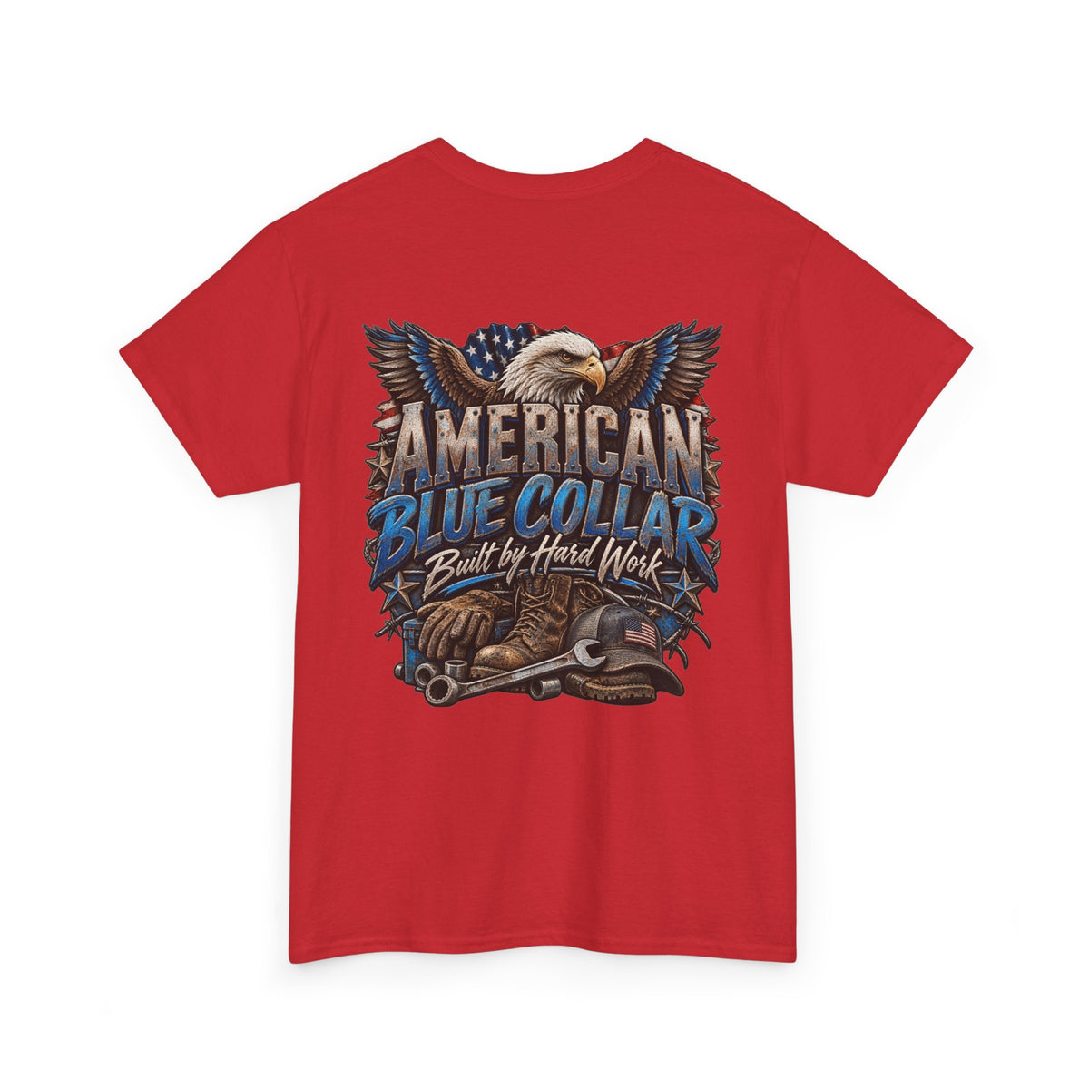 Blue Collar T-Shirt — "Blue Collar Made" & "American Blue Collar" Patriotic Workwear Tee