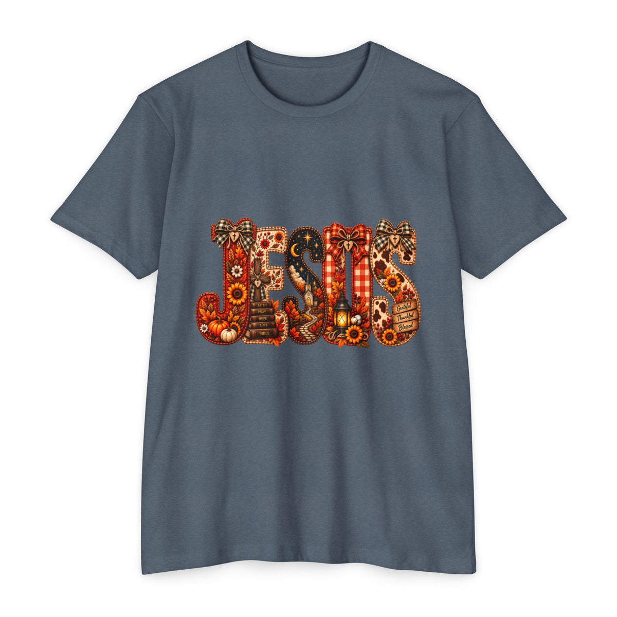 Jesus Floral Pattern T-Shirt — Vintage Boho Christian Tee