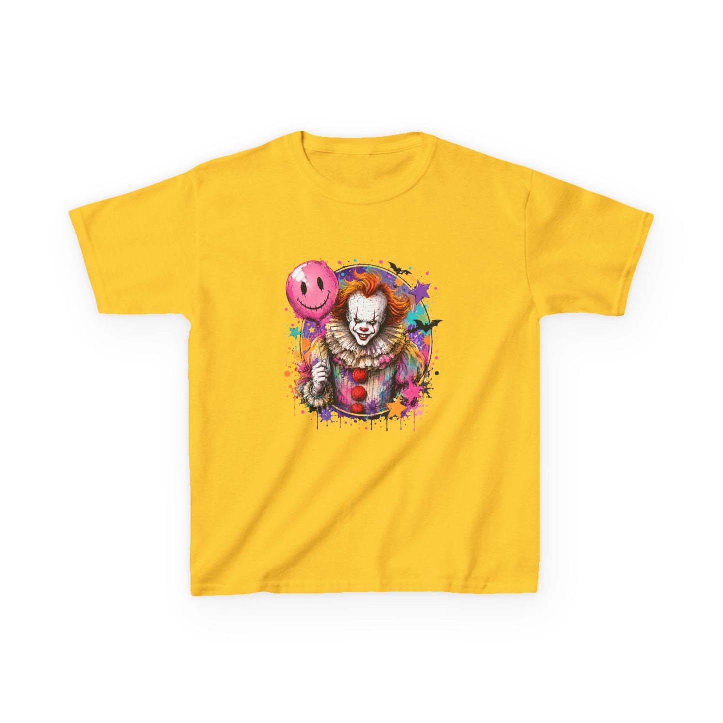 Kids Clown Horror T-Shirt — Colorful Scary Clown with Balloon Halloween Tee