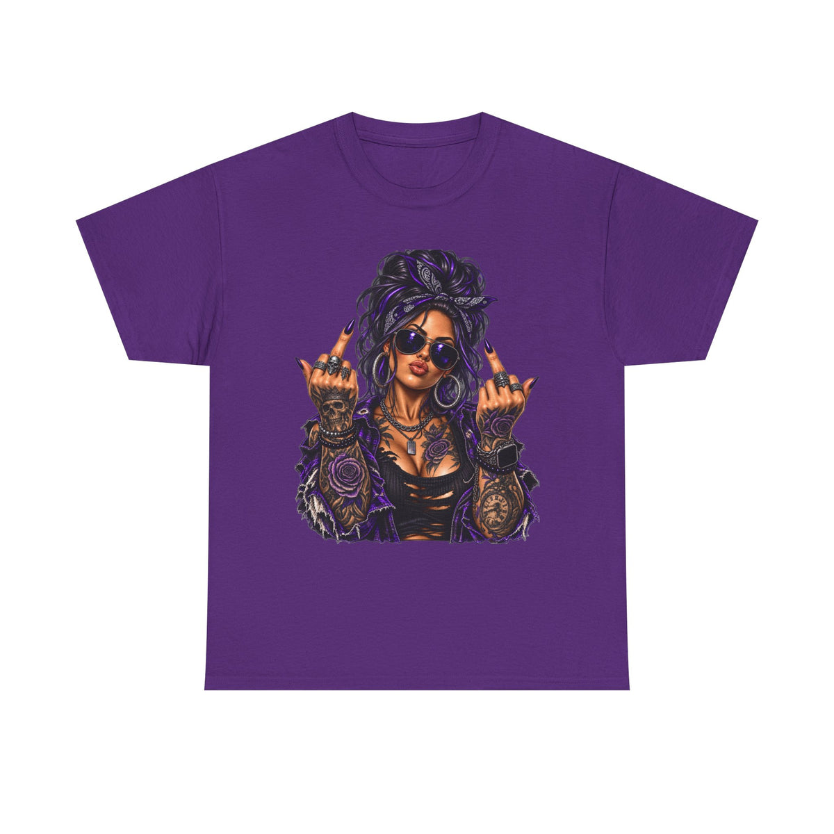 Edgy Femme Rebel Tee — Tattooed Woman Graphic T-Shirt