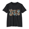 Jesus Floral Typography T-Shirt — Rustic Blue & Brown Christian Tee