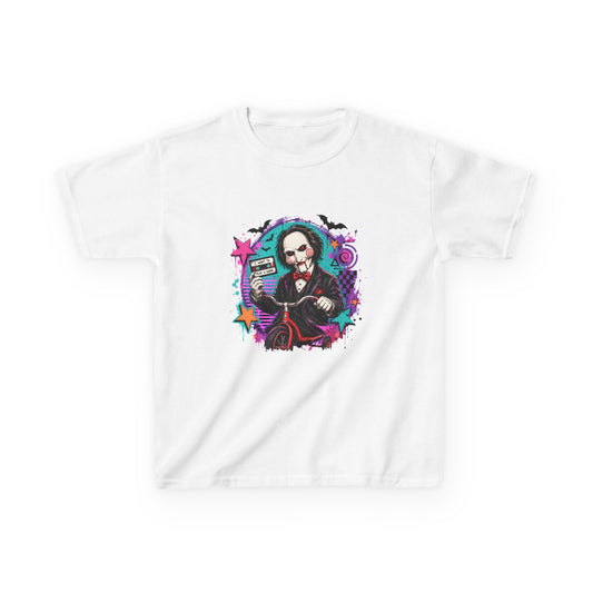 Kids T-Shirt - Colorful Creepy Puppet Horror Design (Saw-Inspired)