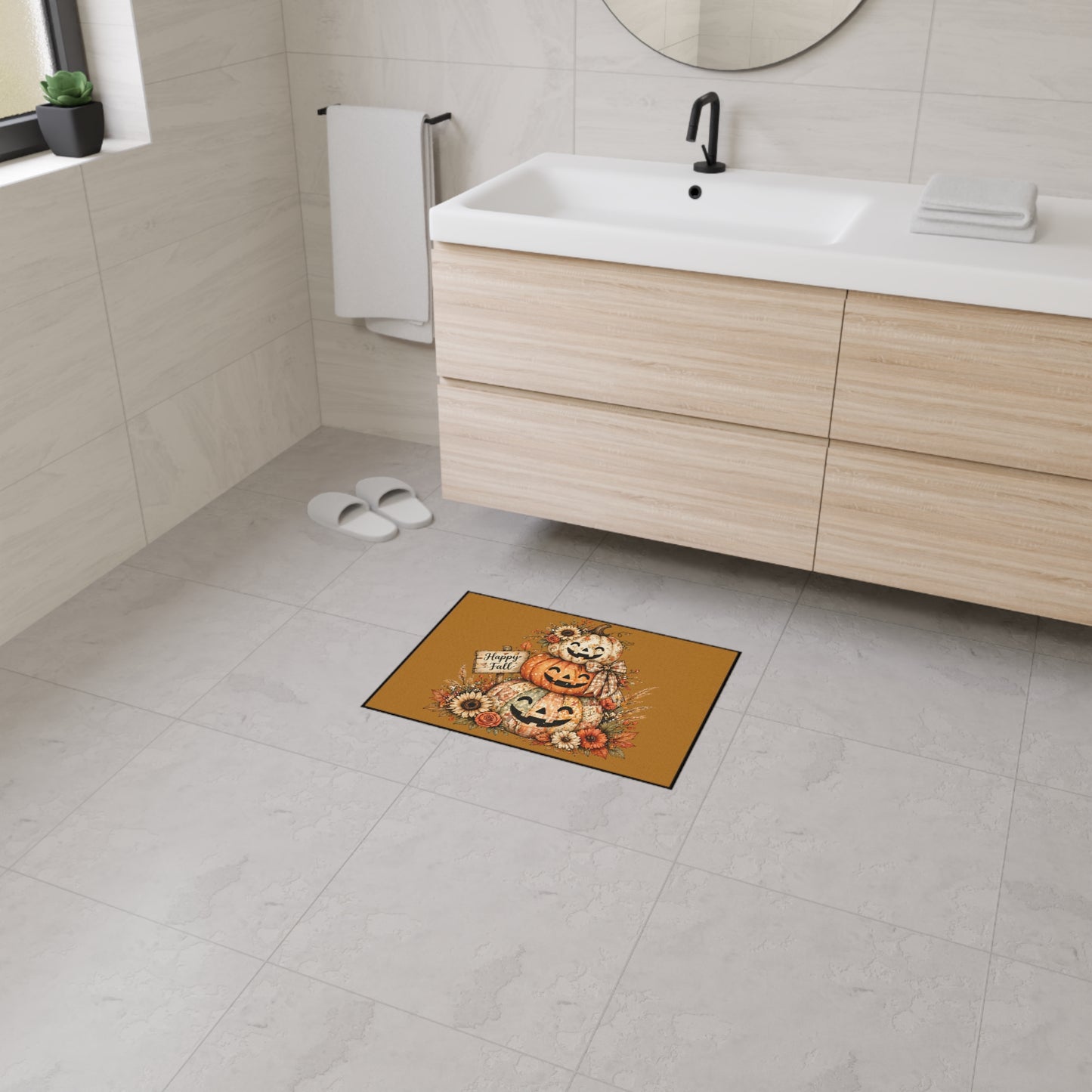 Happy Fall Jack-o'-Lantern Floor Mat